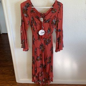 Hayden Los Angeles Bell Sleeved Printed Romper in Rose